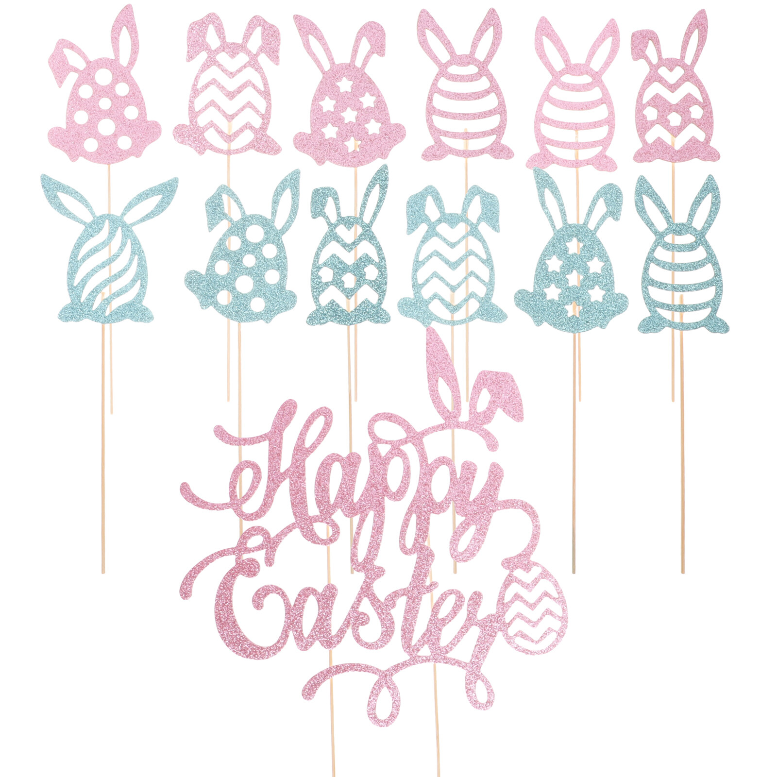 Rhewides 1 Set Easter Cake Picks Cupcake Easter Ornament Easter Decoration Easter Cake Insert Cards